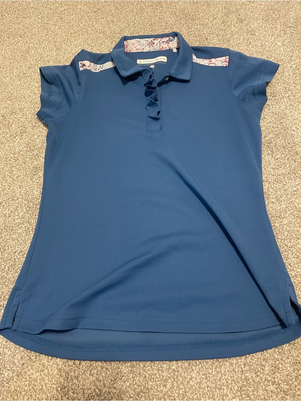 Womens Pebble Beach Golf Tennis  Top with Ruffle Placket